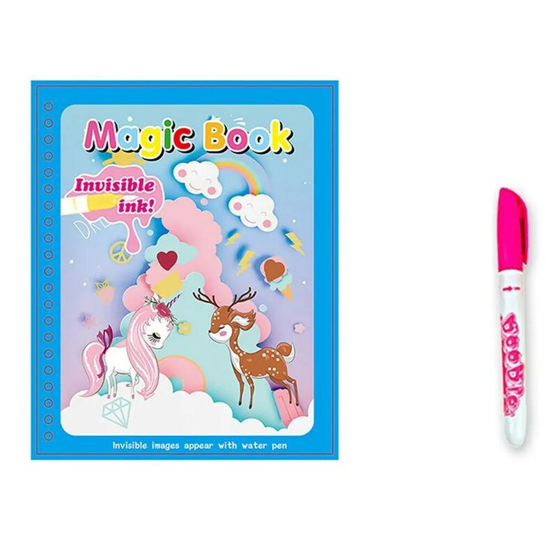 Libro de imágenes de agua colorido hecho a mano para niños, libro de pintura de agua mágica reutilizable, grafiti para colorear, jardín de infantes