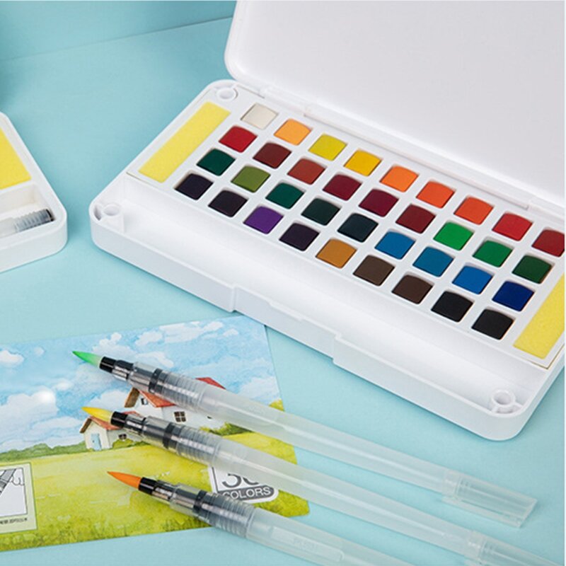 مجموعة ألوان مائية متعددة الألوان ، فرشاة قلم مائي ، لوحة قابلة للفصل ، مجموعة سفر قابلة للطي ، 12 ، 18 ، 24 لونًا ، جديدة ،