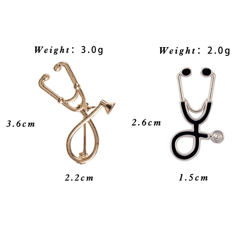 High Quality 2 Style Brooches Doctor Nurse Stethoscope Brooch Medical Jewelry Enamel Pin Denim Jackets Collar Badge Pins Button
