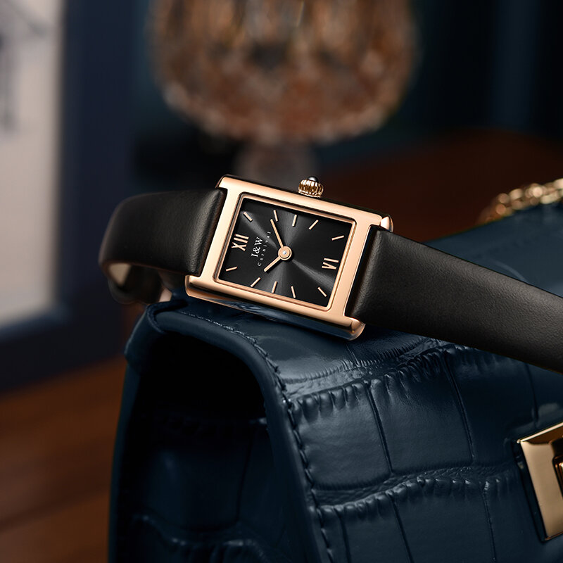 Reloj cuadrado de cuarzo para mujer, pulsera de cuero de zafiro, marca de lujo I & W suiza, 2022
