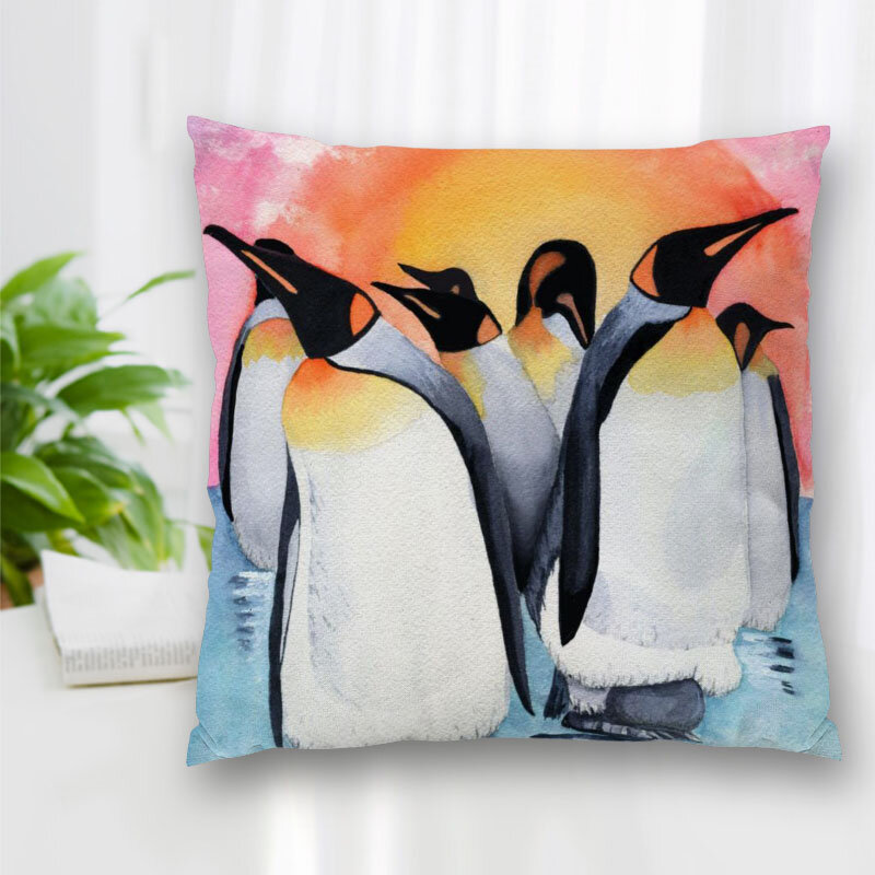 高品質のペンギンの絵画カバー,正方形の枕カバー,寸法20x20cm,35x35cm,40x40cm