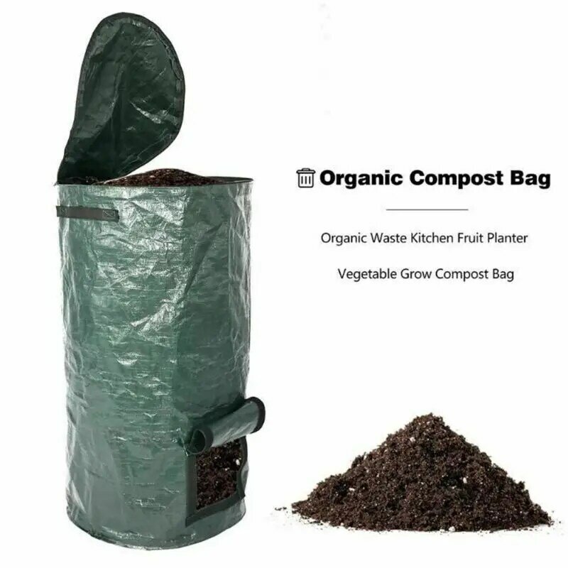 B2RF Tas Kompos Halaman Taman Dilipat dengan Tutup Lingkungan Organik Fermentasi Limbah Kolektor Menolak Karung Komposter