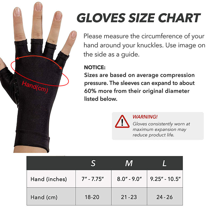 WorthWhile-guantes de compresión para artritis para hombres y mujeres, alivio del dolor articular, medio dedo, Brace, terapia, soporte de muñeca, antideslizante, 1 par
