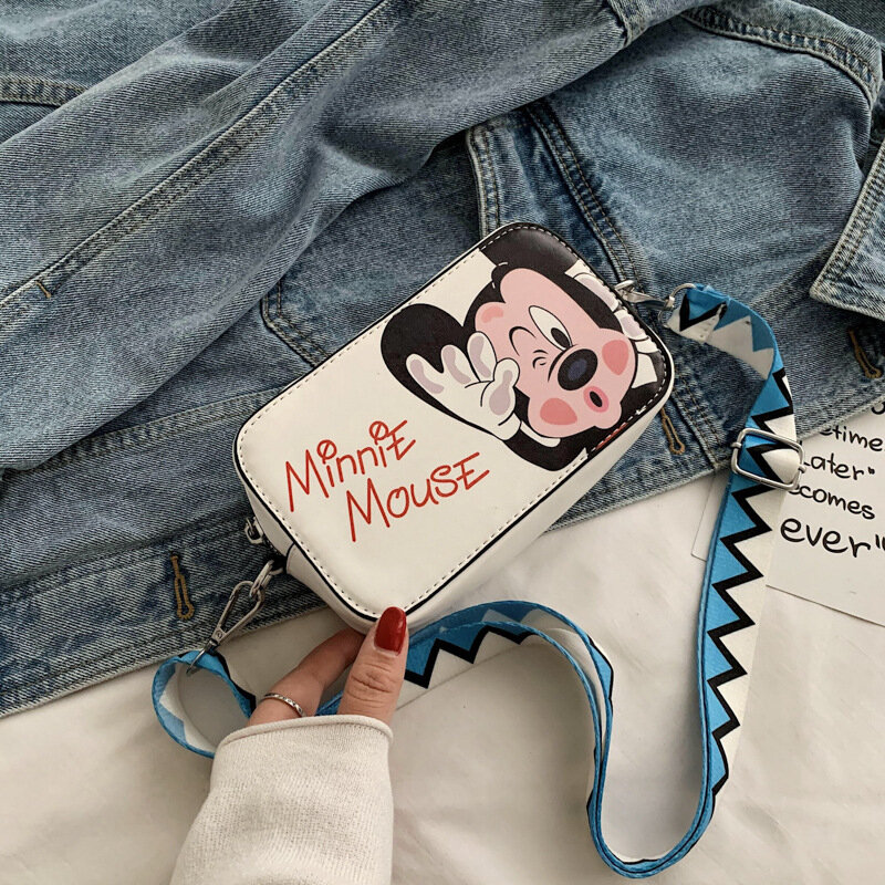 Disney-bolso de hombro con dibujo de Mickey Mouse para mujer, bandolera Vertical de Minnie Daisy, paquete de pato Donald