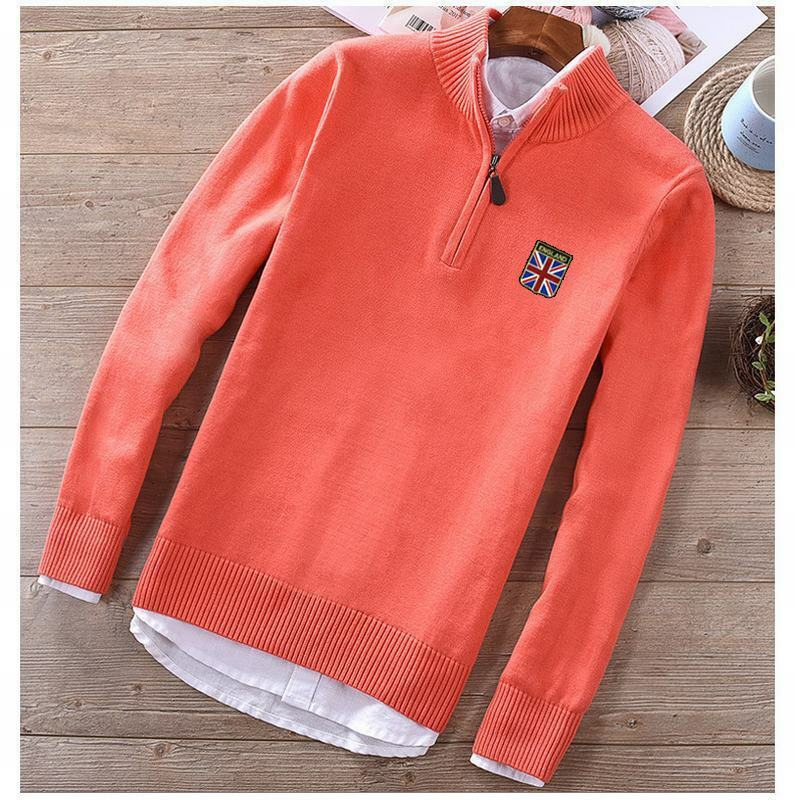 High Quality Stand-Collar Mens Sweaters 100% Cotton Casual Long Sleeve Men's Knitted Coats Brand Thick Male Winter Clothing Tops