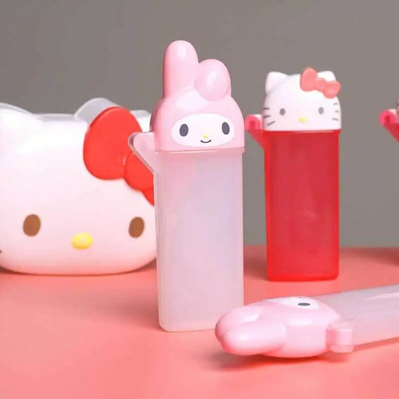 Sanrio การ์ตูนอะนิเมะผ้าฝ้าย Swab กล่อง Hello Kitty กล่องเครื่องสำอางค์ My Melody ของขวัญวันเกิดของขวัญของเล่นสำหรับหญิง