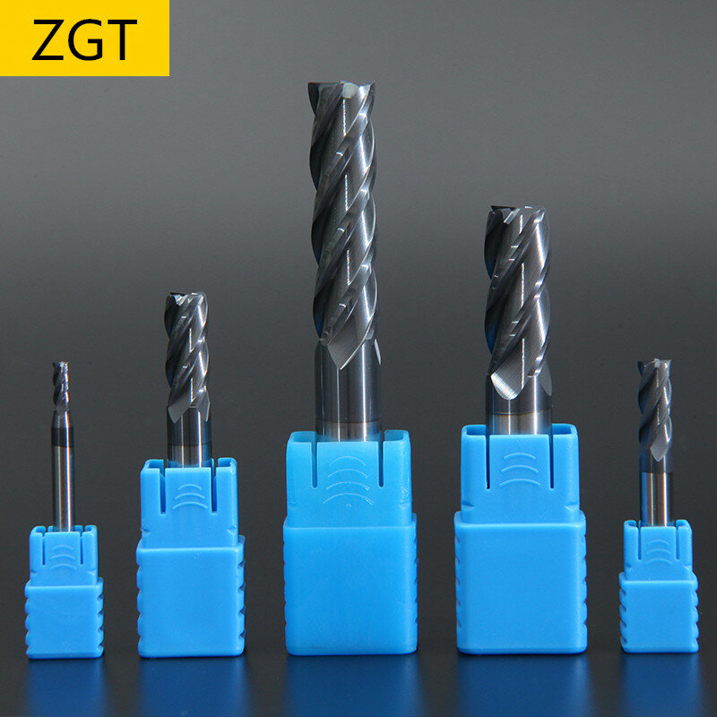 Фрезы ZGT Endmills, торцевая фреза из металлического сплава, HRC50, 4 канавки, 4 мм, 6 мм, 8 мм, 10 мм, 12 мм