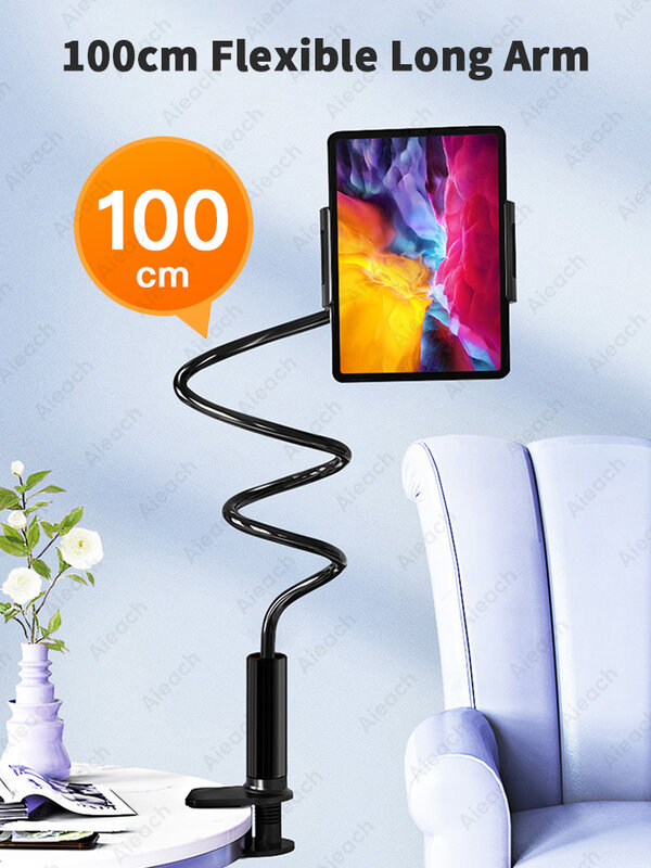 Schwanenhals Tablet Halterung Für Bett Schreibtisch Telefon Halter Flexible Lange Arm Clamp Tablet Ständer Für iPad Samsung Xiaomi 4,7-11 zoll