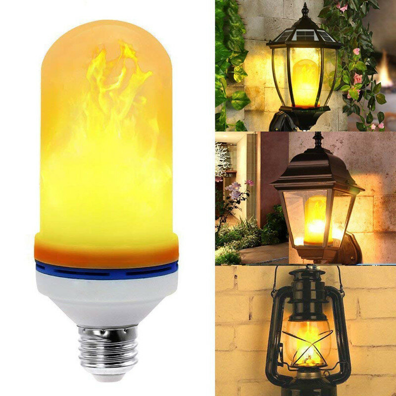 Bombilla LED E27 con efecto de llama, luz parpadeante de pared para fiesta, jardín, patio, decoración de Navidad, ampolla de llama de 9W