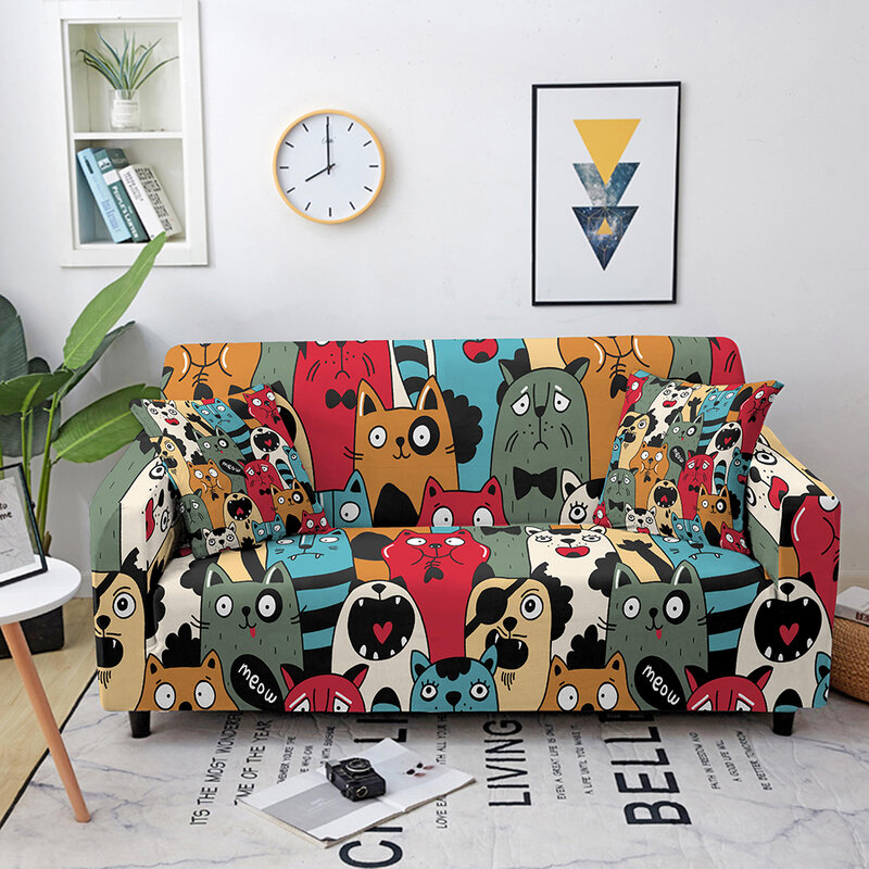 Elastyczna narzuta na sofę Cartoon Animal Sofa z nadrukiem narzuty pokrowiec na kanapę narożny narzuta na sofę do salonu narzuta na sofę na sofy ochraniacz na sofę