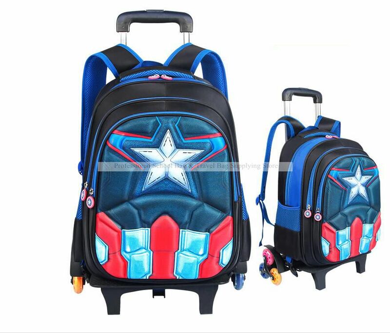 Kreskówki torby szkolne z wózkiem dla chłopców plecak na kółkach dla uczniów na kółkach plecak na kółkach dla dzieci szkolny plecak na kółkach dla chłopców