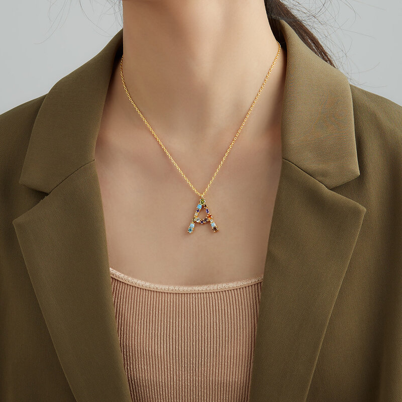 Женское ожерелье с подвеской в виде букв, 26 цветов