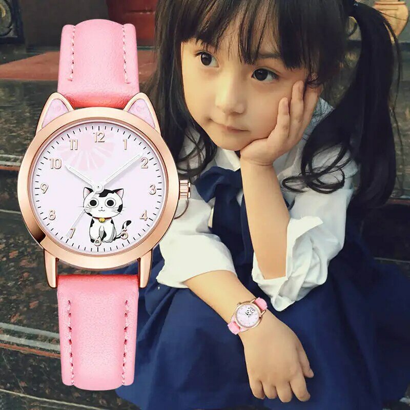 Uthai BK44 Kinderen Kinderen Student Meisje Analoge Quartz Horloge Leuke