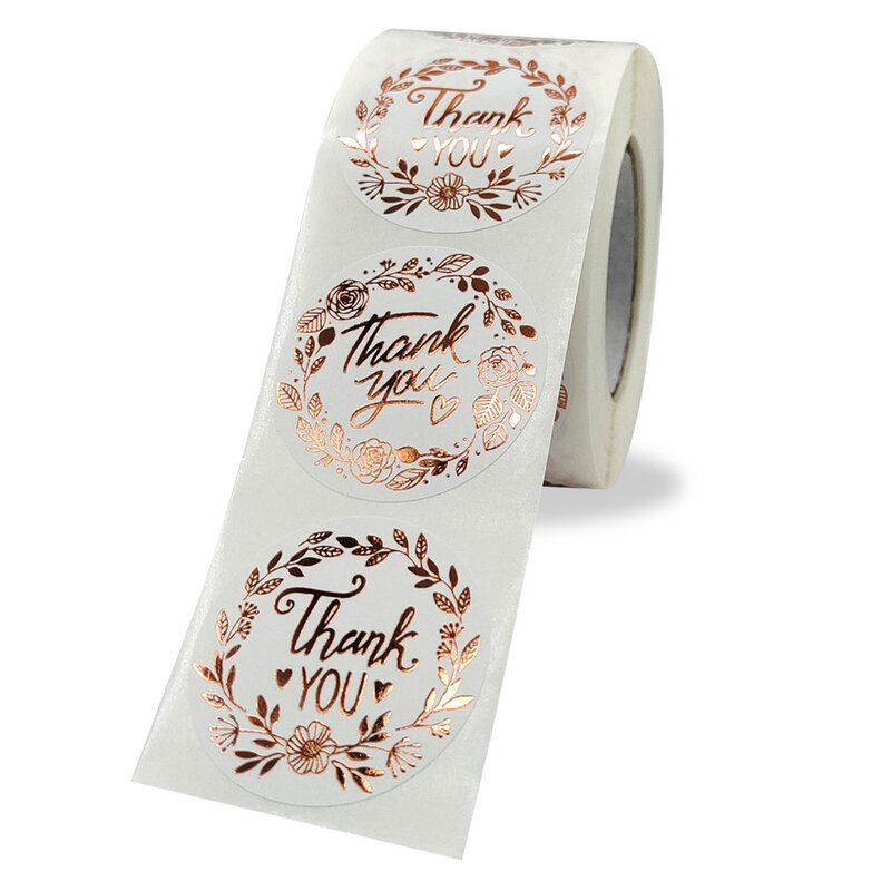 500 stücke Rose Gold Danke Aufkleber Dichtung Etiketten Geschenk Dekoration Aufkleber für Hochzeit Geburtstag Paket Schreibwaren Aufkleber