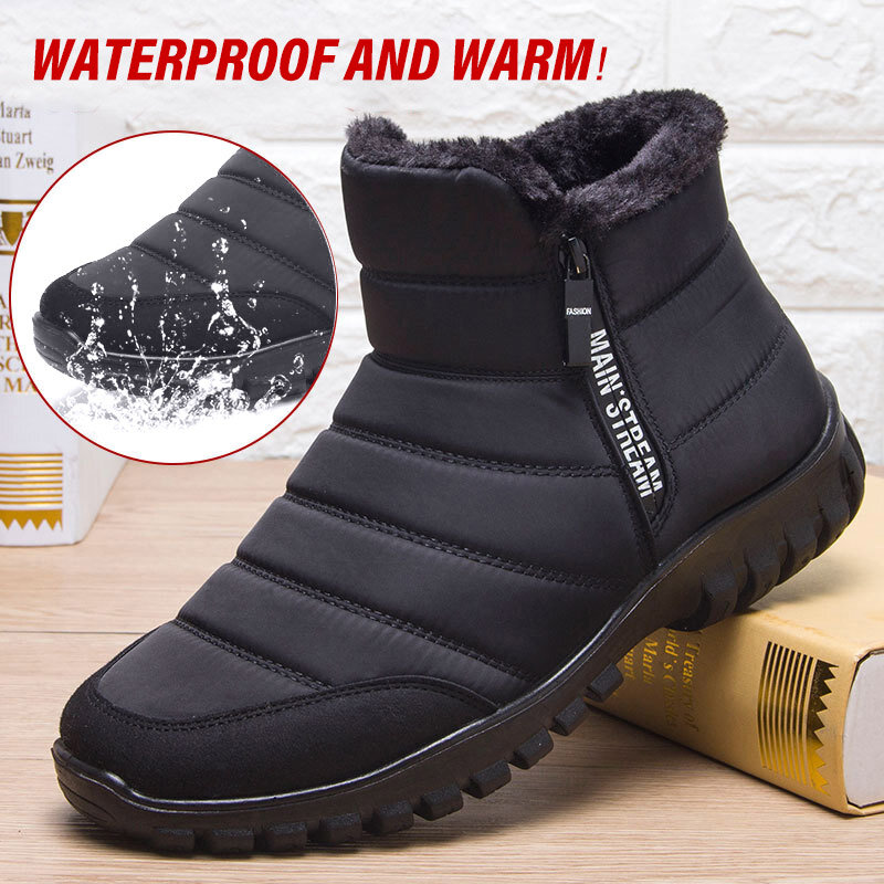 Botines de nieve impermeables para hombre, zapatos antideslizantes, informales, de felpa, talla grande, para invierno