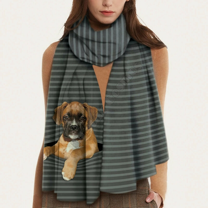 Keep You Warm Boston Terrier 3D Printed Imitation Cashmere Scarf Autumn And Winter Thickening Warm Shawl Scarf