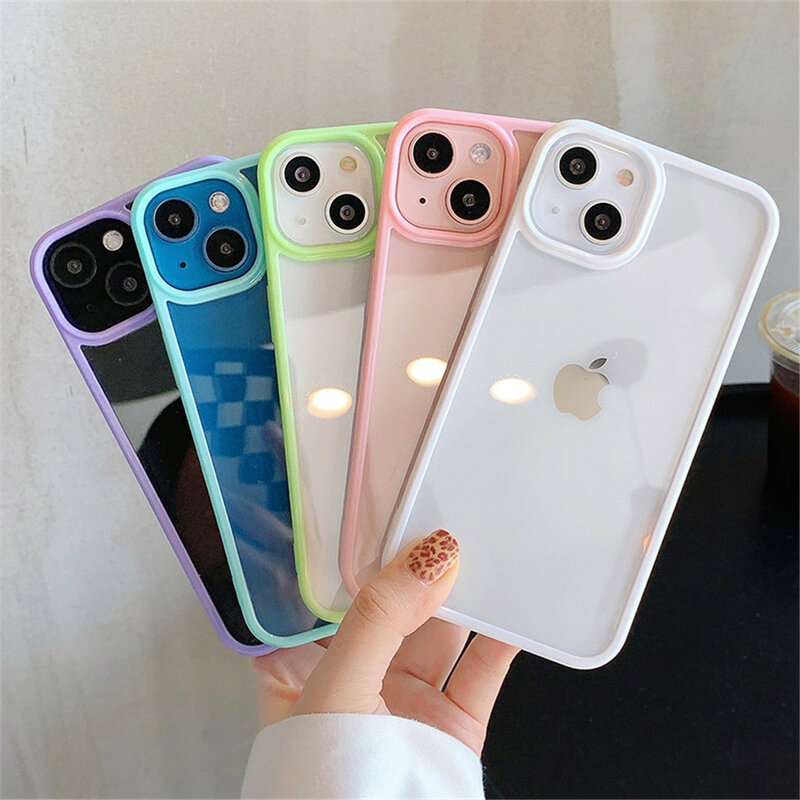 Capa de telefone resistente a choques de silicone, tampa traseira transparente, iPhone 15, 14, 11, 12, 13 Pro Max, X, XS, XR, 8, 7 Plus
