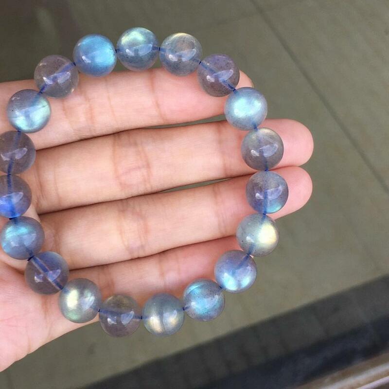 Natural Rainbow Labradorite Blue Light Clear Round Beads Bracelet Women Men 10mm 11mm 12mm 13mm 14mm Labradorite Moonstone AAAAA