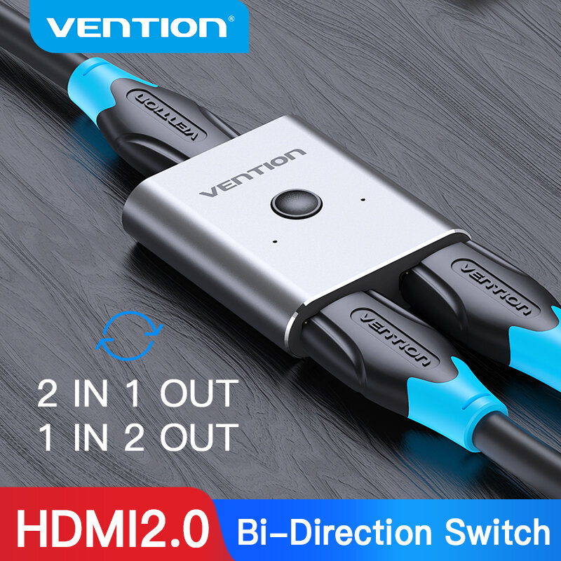 Vention-HDMI Switcher 2.0, 4K, 2 em 1 Out, Adaptador para PS4, 5, TV Box, HDMI Splitter, 1x2, 2x1, 2.0