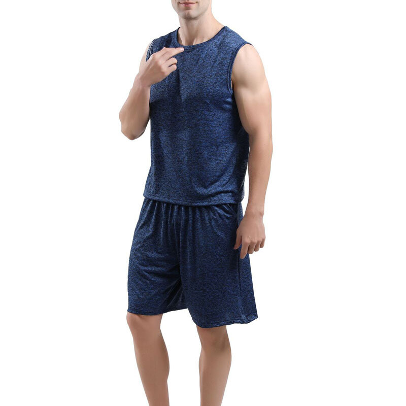 Summer men 7XL Bust 180cm Vest sets 5XL 6XL Loose Large size Vest with shorts 5 colors