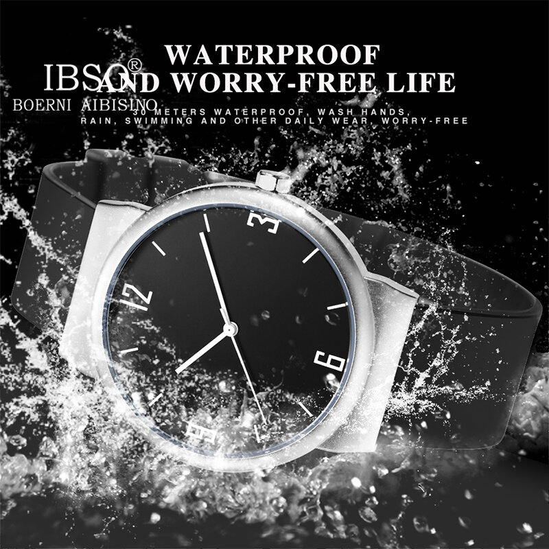 Relógios de pulso femininos com mostrador numérico IBSO, Design simples, pulseira de silicone, alta qualidade, movimento japonês, Dropshipping, 2021