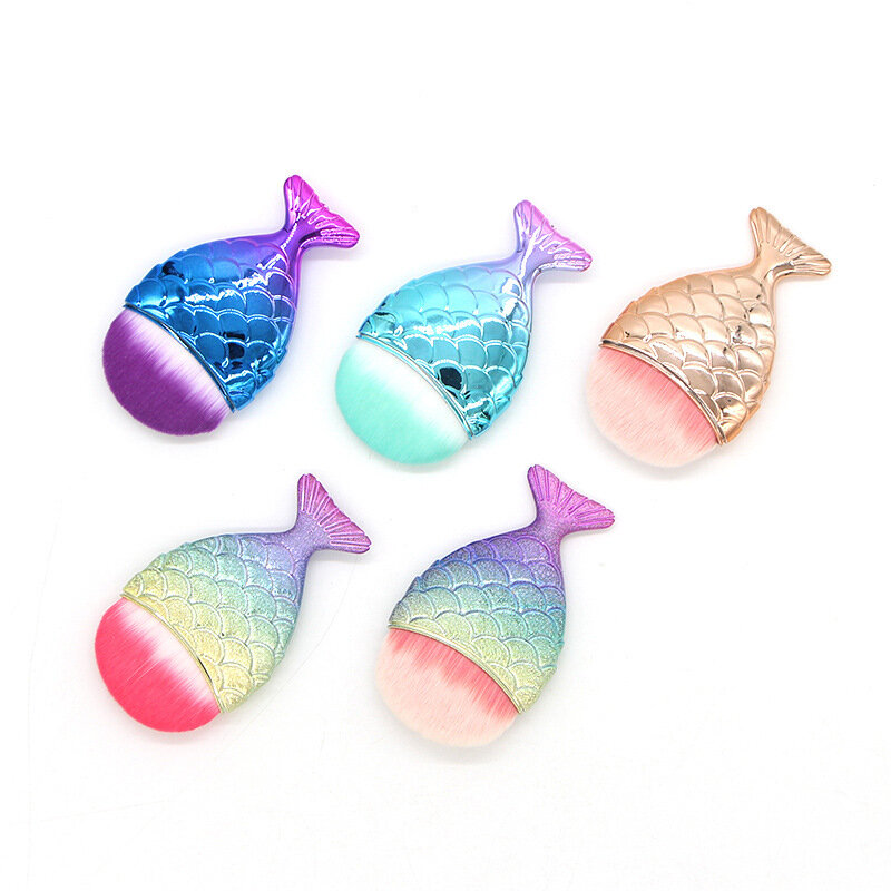 Unique Laser Mermaid Nail Powder Dust Brush Gel Dust Cleaning Brushes Make Up Brush For Nail Art Nail Salon Supplies And Tools