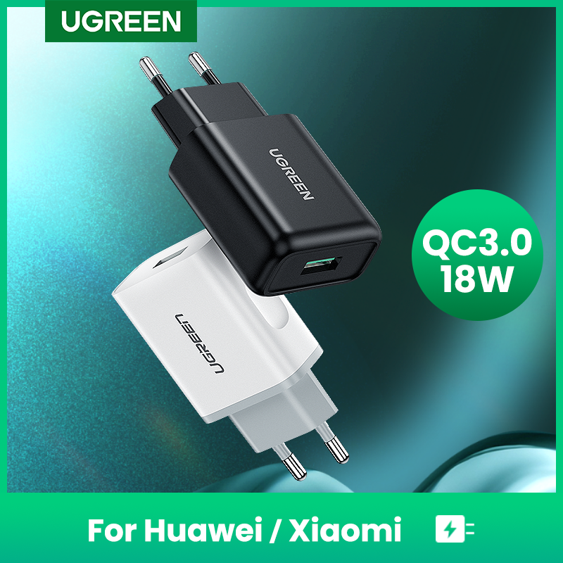 UGREEN – chargeur mural USB 18W QC 3.0, Charge rapide pour téléphone portable, compatible avec Samsung s10 Xiaomi iPhone Huawei