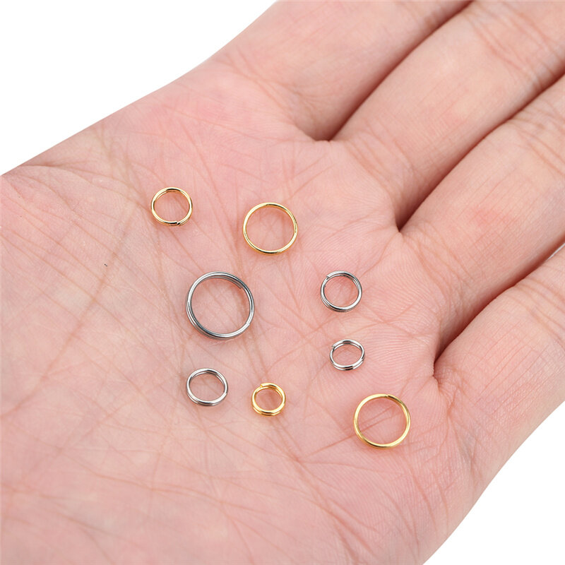 100 шт., соединительные кольца из нержавеющей стали, золотого цвета, 6, 8, 10 мм