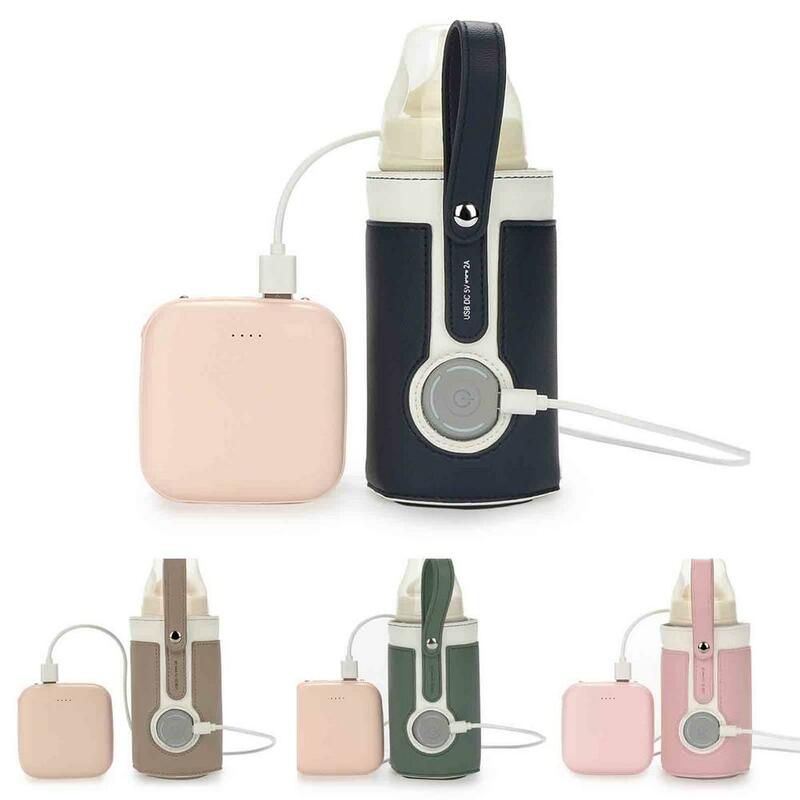 Calentador de biberones USB portátil, calentador de leche de viaje, ajuste de 3 velocidades, biberón de alimentación infantil, cubierta calentada, termostato de aislamiento