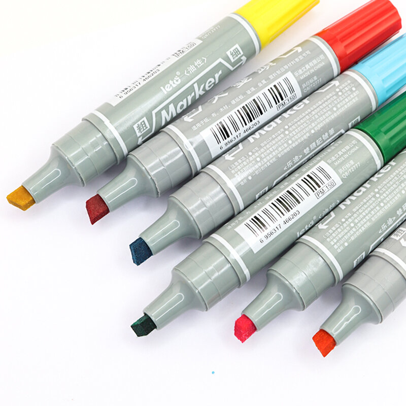 12/24 Colors Big Double-Headed Color Oil-based Pen 6/2mm Permanent Bright Waterproof For Office School Stationery Supplies
