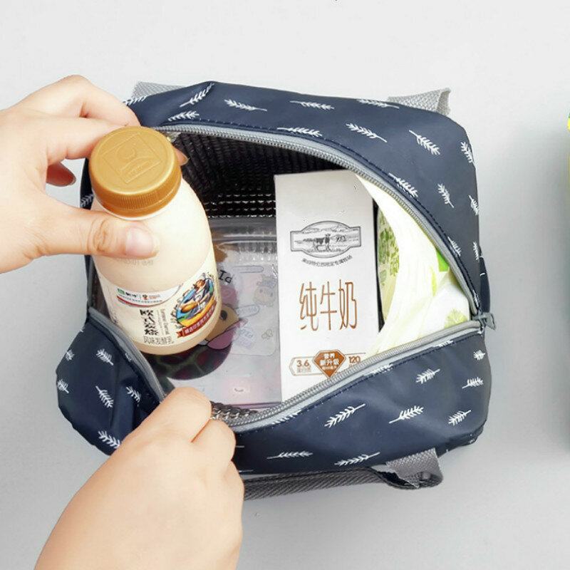 Funktionale Muster Kühler Lunch Box Tragbare Isolierte Leinwand Mittagessen Tasche Thermische Lebensmittel Picknick Mittagessen Taschen Für Frauen Kinder