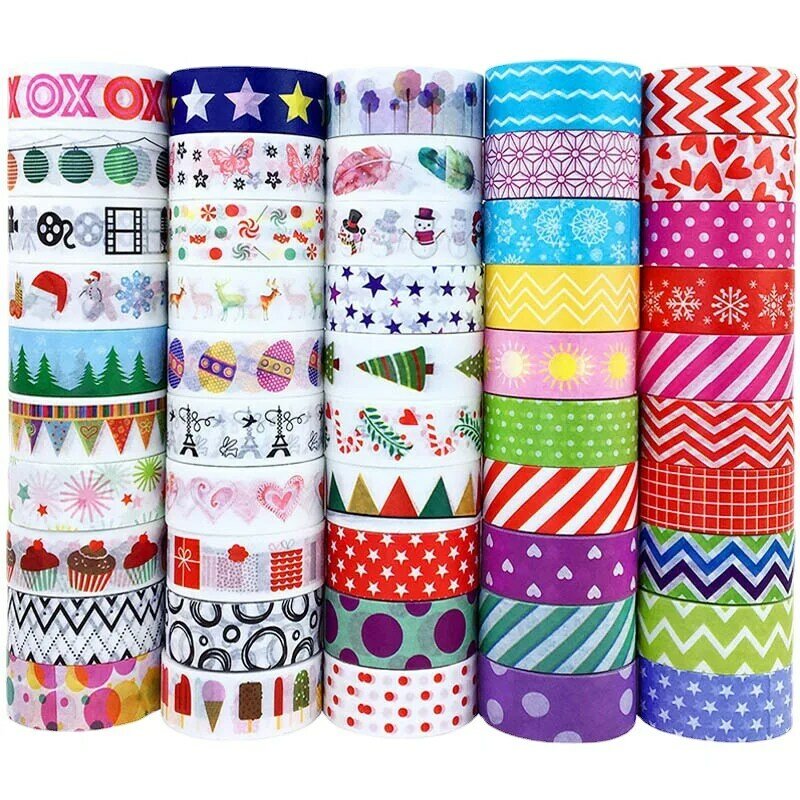Cinta adhesiva decorativa Kawaii de Navidad, Washi Tape, regalo DIY, Scrapbooking, etiqueta adhesiva, papelería japonesa, 6 unids/set por juego
