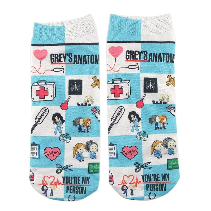 Creative doctors, nurses, printed cotton socks, fashion, leisure, breathable, soft, funny, novel, low-barrel happy socks