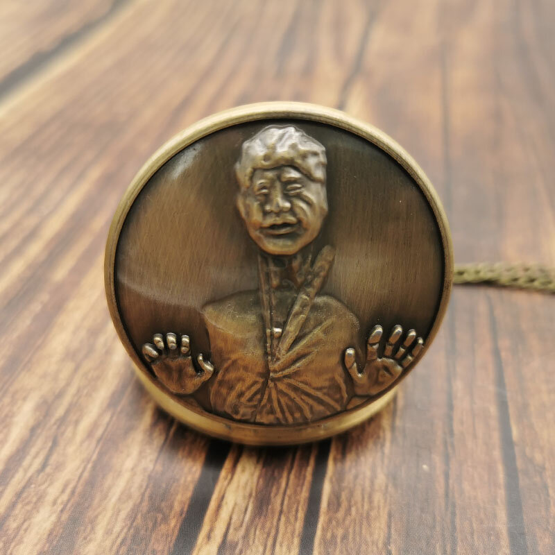 Design creativo orologio da tasca al quarzo in bronzo collana con ciondolo Unisex tema unico donna uomo regali