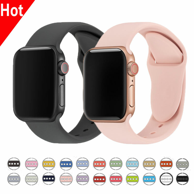 Band strap for iwatch series 5 4 40MM 44MM For Apple Watch Series 4 3 38MM 42MM Soft Silicone Breathable Replacement Sport Strap