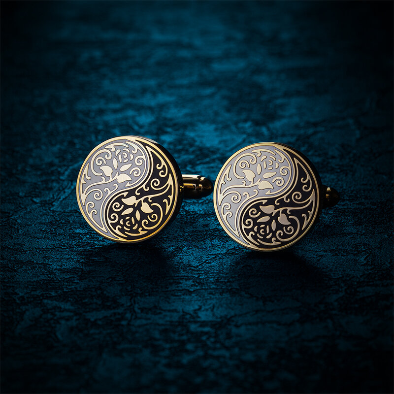 KFLK Design High Quality Cufflinks for Mens Chinese Style Tai Chi Rose Cuff links Buttons Shirt Wedding Custom Guests