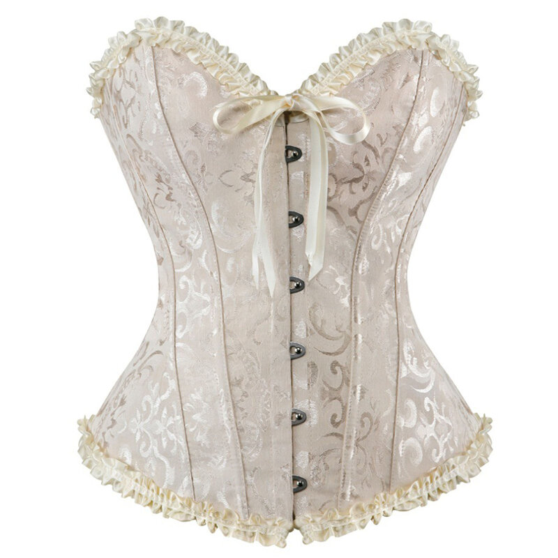 Espartilho de brocado feminino com zíper, corselet estilo vintage, bustier sexy, tops overbust feminino, plus size 6XL, 2023