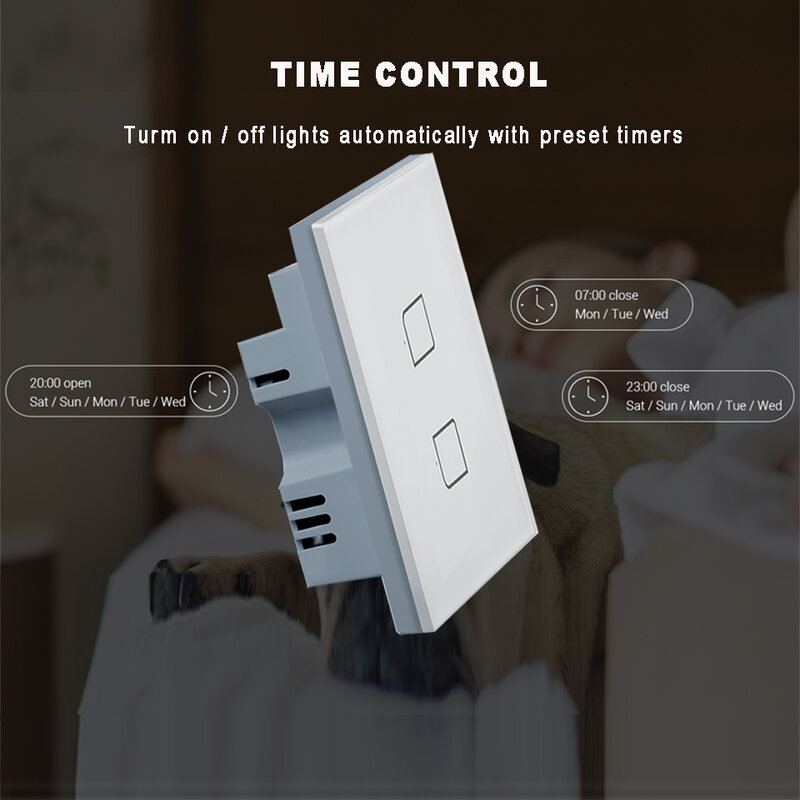 To 2021 TC2S US Standard 1/2/3Gang 433MHZ Connection Wall Touch Panel Light Switch Works With RM 4 Pro Remote Controlled