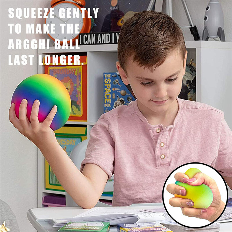 Bolas antiestrés Netos de arcoíris para apretar, pelota sensorial de Nido blando para la ansiedad y el TDAH OCD