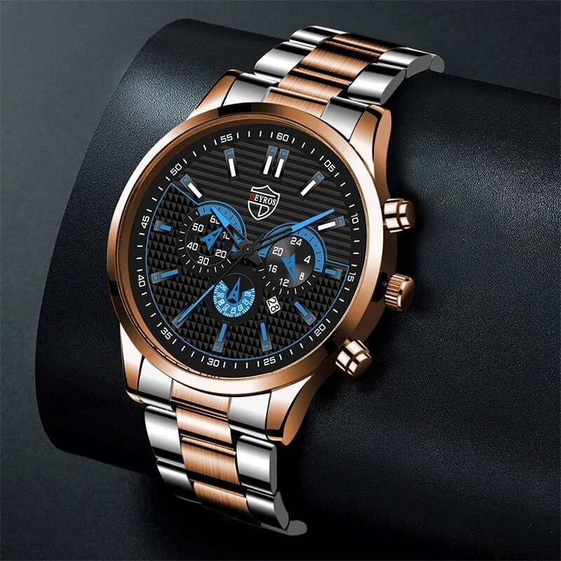relogio masculino Relógio de pulso de quartzo de aço inoxidável de negócios de luxo masculino data calendário relógio de couro casual reloj hombre