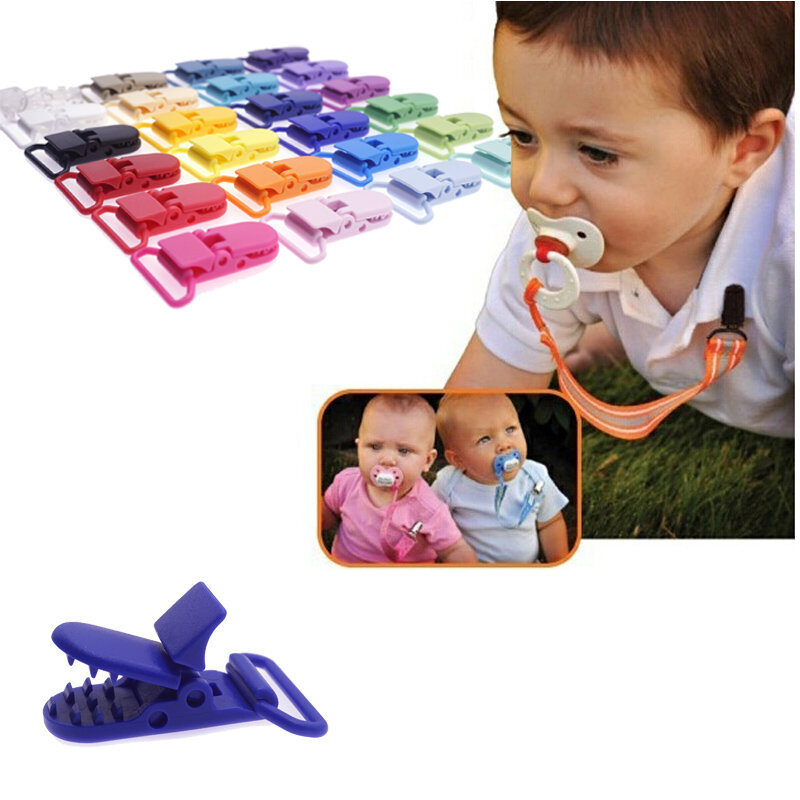100 шт. 20 цветов, разные расцветки, D-образные 25 мм Пластиковые Держатели для соски-пустышки для новорожденных, пустышки для игрушка-нагрудник, цепочка в подарок