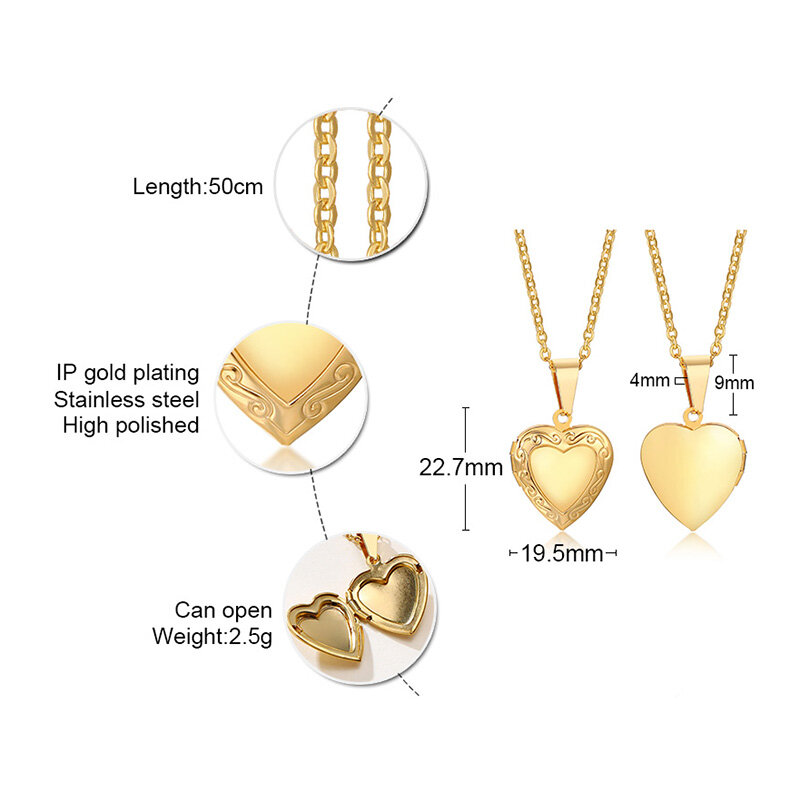 Vnox personaliza el nombre de la imagen collares de mujer, colgante de medallón de corazón, regalo de aniversario personalizado con imagen familiar
