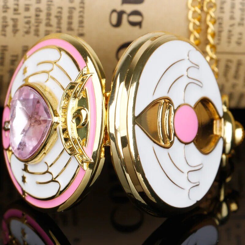 Wykwintne piękne sakura animacja Cosplay kieszonkowy naszyjnik z łańcuszkiem zegarek kieszonkowy chłopiec dziewczynka zegarki kieszonkowe prezenty CF1277