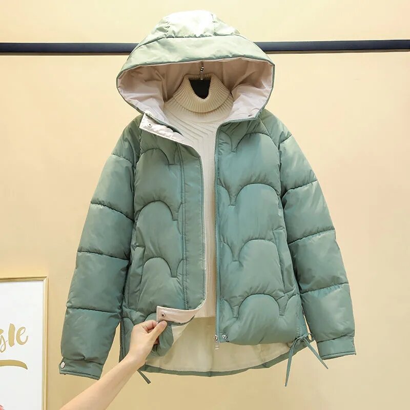 Manteau parka à capuche pour femme, veste courte, chaude, bouffante, grande taille 3XL, nouveauté, automne hiver