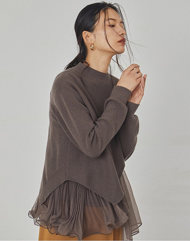 2020 outono e inverno japonês novo doce e versátil plissado chiffon sling suéter conjunto de duas peças