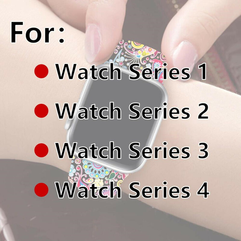 Printed Silicone Strap for Apple Watch 38mm 42mm 40mm 44mm Soft Band Cartoon Sport Woman Men Bracelet for iwatch Series 5 4 3 2