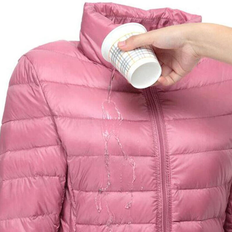2020 inverno jaqueta parka feminina pena de pato ultra leve, casaco curto slim feminino com capuz portátil jaquetas
