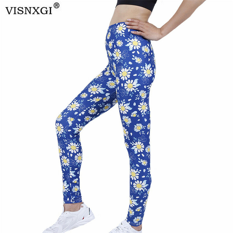 VISNXGI Leggings Frauen Hohe Taille Fitness Sporting 2022 Push-Up Workout ChrysanthemumKnitted Ankle-Länge Casual Gym Kleidung