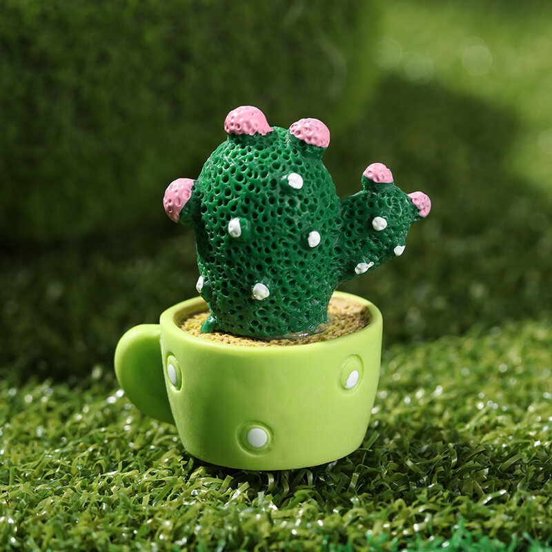 Mini Kaktus Bunga Miniatur Patung-patung Pot Sukulen Tanaman Peri Taman Kiniature Ornamen Rumah Boneka Perlengkapan DIY Dekorasi Rumah