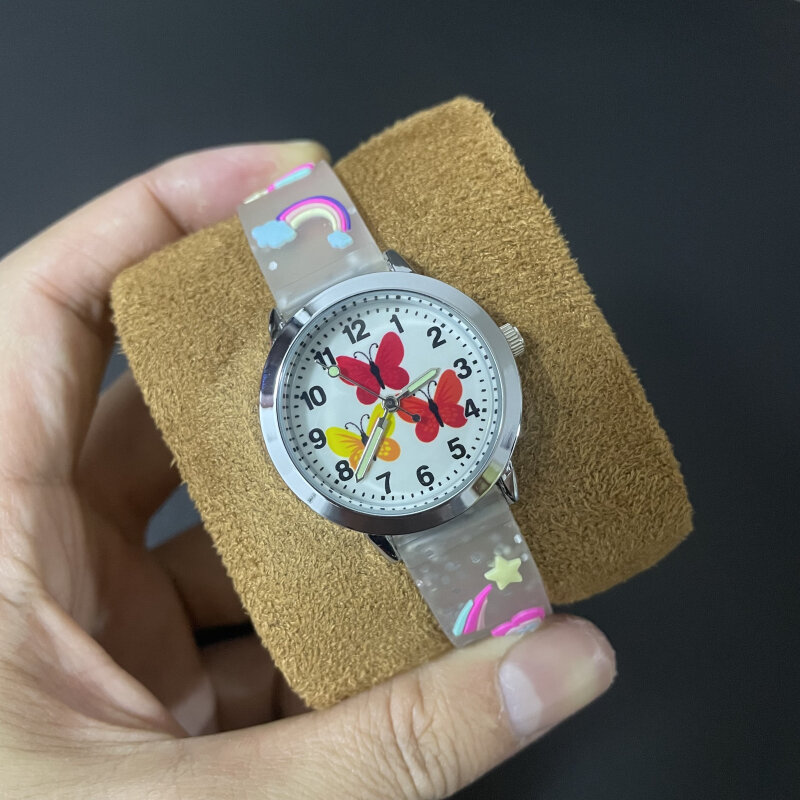 2022 nowości 3D pasek silikonowy motyl Cartoon Dial zegarek kwarcowy dla dzieci Casual sport Wrist Watch Relogio Feminino